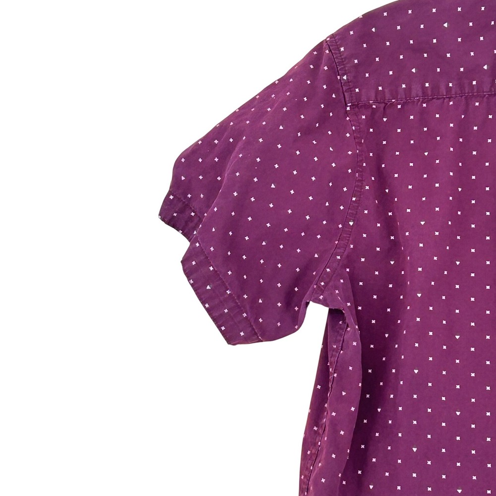 Level Ten Mens Peached Poplin Short Sleeve Button Down Shirt Maroon Small - Picture 6 of 9
